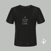 T-shirt zwart opdruk zilver Hihi LOL | Vinesdutch en BeU Marketing & PR