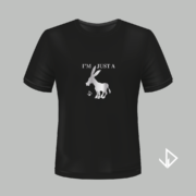 T-shirt zwart opdruk zilver I'm just a Donkey | Vinesdutch en BeU Marketing & PR
