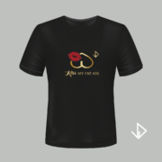 T-shirt zwart opdruk goud Kiss my fat ass | Vinesdutch en BeU Marketing & PR