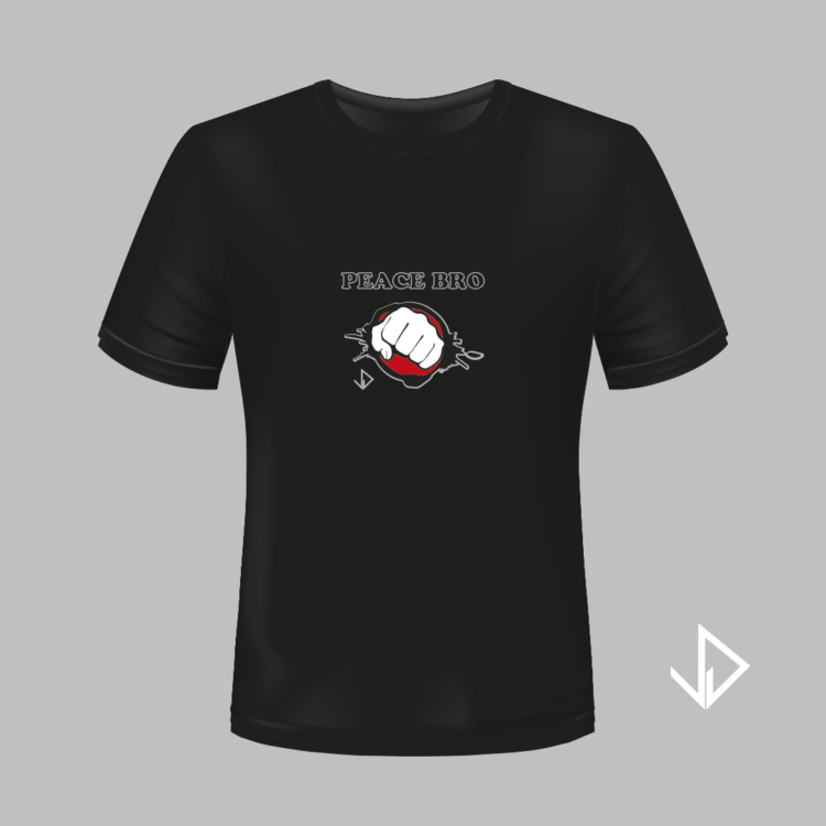 T-shirt zwart opdruk Peace Bro | Vinesdutch en BeU Marketing & PR