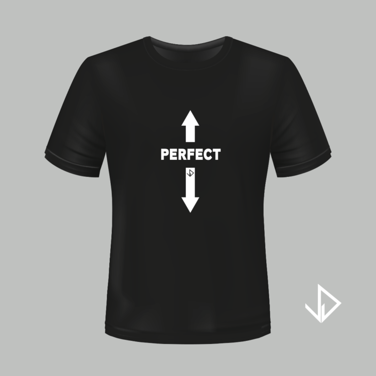 T-shirt zwart opdruk wit Perfect | Vinesdutch en BeU Marketing & PR