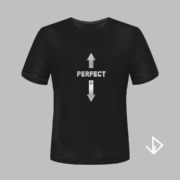 T-shirt zwart opdruk zilver Perfect | Vinesdutch en BeU Marketing & PR