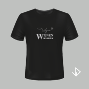 T-shirt zwart opdruk zilver Wijnen wijnen wijnen | Vinesdutch en BeU Marketing & PR